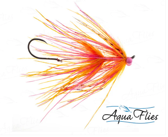 AQUA FLIES Stu's Ostrich Mini-Intruder Hot Pink/Orange (PB3D)